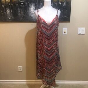 Chevron Patterned Sheer fully Lined Sleeveless Fish Tail Dress-Size L